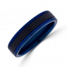 Tungsten Two-tone Black and Blue band ring