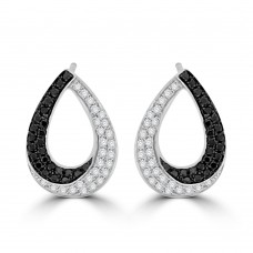 18ct White Gold Black & White Diamond Pear Stud Earrings