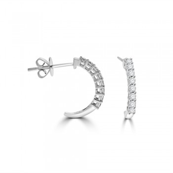 18ct White Gold Diamond Half Hoop Earrings