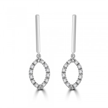 18ct White Gold Open Marquise Diamond Drop Earrings