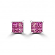 18ct White Gold Pink Sapphire Quad Stud Earrings