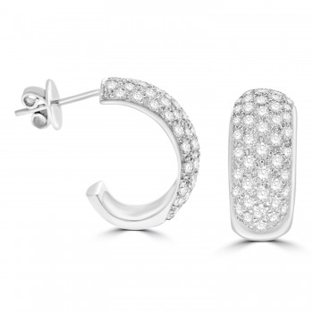 18ct White Gold Pave Diamond Hoop earrings