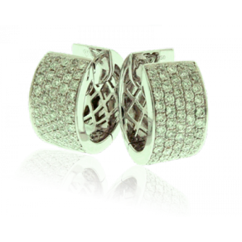18ct White Gold 5-row Pave Diamond Hoop Earrings