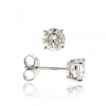 18ct White Gold Solitaire Diamond Earrings