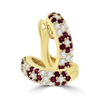 18ct Gold Ruby & Diamond Hooped Earrings