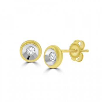 18ct Gold Full Moon Diamond Stud Earrings