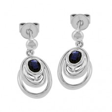 9ct White Gold Sapphire Drop Earrings