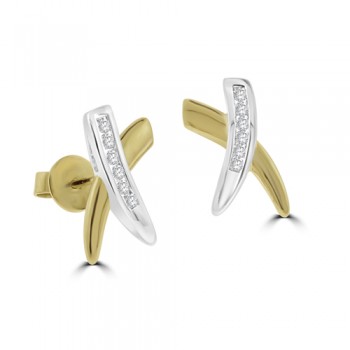 18ct Two-tone Gold Diamond Kiss stud earrings
