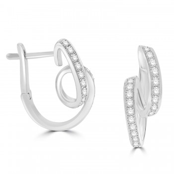 18ct White Gold Diamond Swirl Hoop earrings