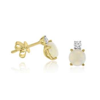 18ct Gold Opal & Diamond Stud Earrings