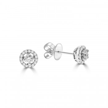 18ct White Gold Diamond Halo Stud Earrings