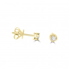 18ct Gold Solitaire Diamond Illusion Stud Earrings