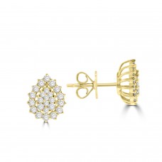 18ct Gold Pear Cluster Diamond Halo Stud Earrings