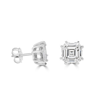 18ct White Gold Asscher and Pie Cut Diamond Stud Earrings 18ct White Gold Asscher and Pie Cut Diamond Stud Earrings