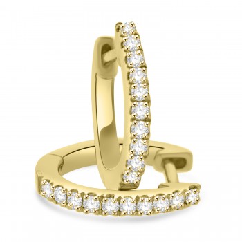 18ct Gold Diamond Huggy Hoop Earrings