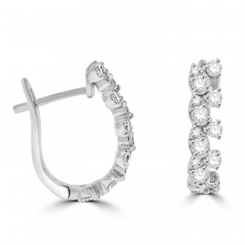 18ct White Gold Scatterset Diamond Hoop earrings