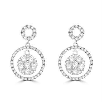 18ct White Gold Diamond Mirage Cluster Halo drop earrings