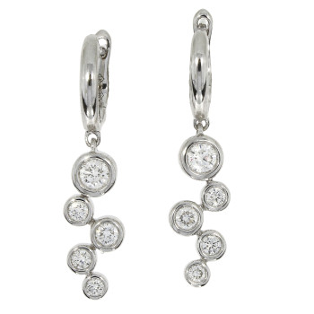 18ct White Gold Diamond Bubble Drop Earrings
