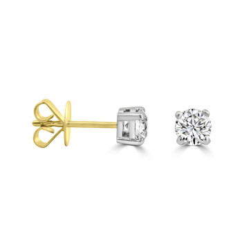 18ct Gold Platinum Solitaire DSi2 Diamond stud earrings