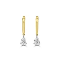 18ct Gold Hoop DSi1 Diamond Pear Drop Earrings