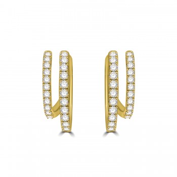 18ct Yellow Gold Diamond Double Hoop Earrings