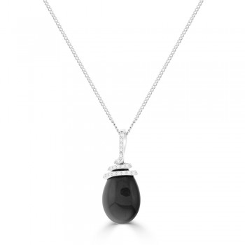 18ct White Gold Grey Moonstone & Diamond Pendant