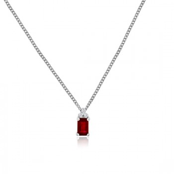 18ct White Gold Ruby & Diamond Trilogy Pendant