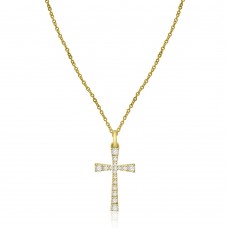 9ct Gold Diamond Cross Pendant Chain