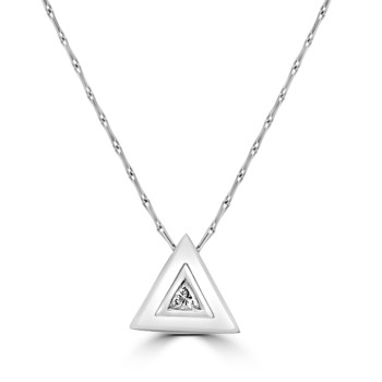 18ct White Gold Trillion Diamond Pendant Chain