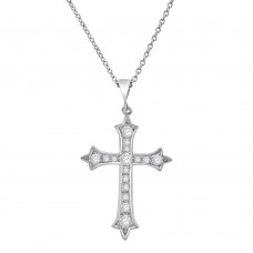 18ct White Gold Diamond Apostles Cross Pendant Chain