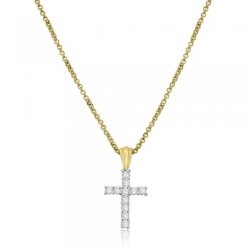 18ct Gold Diamond Cross Pendant