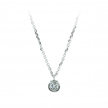 18ct White Gold Solitaire Diamond Bertani Pendant Chain