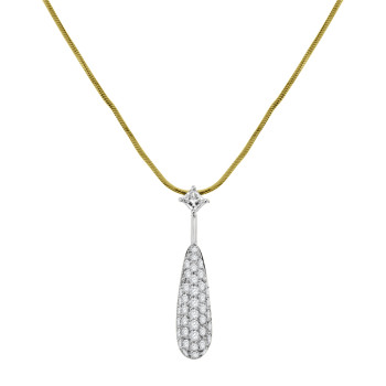 18ct Gold Pave Diamond Drop Pendant