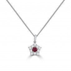 18ct White Gold Ruby & Diamond Star Pendant