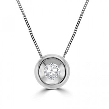 18ct White Gold .20ct Diamond Full Moon Pendant