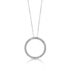 18ct White Gold Diamond Circle of Life Pendant Chain