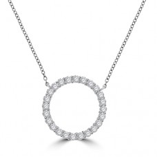 18ct White Gold Circle of Diamond Pendant Chain