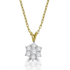 18ct Gold 7-stone .75ct Diamond Daisy Cluster Pendant