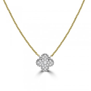 18ct Gold Diamond Clover Pendant Chain