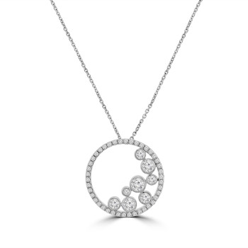 18ct White Gold Circle of Life Bubble Diamond Pendant Chain