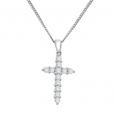 18ct White Gold Diamond Cross Pendant