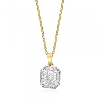 18ct Gold Diamond Vintage Pendant Chain