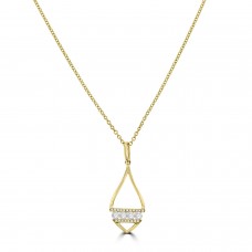18ct Gold Open Leaf Diamond Pendant Chain