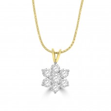 18ct Gold 1.04ct Diamond Daisy Cluster Pendant