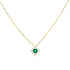 18ct Gold Emerald and Diamond Star pendant chain