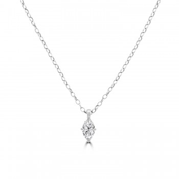 18ct White Gold Marquise ESi2 Diamond Solitaire Pendant