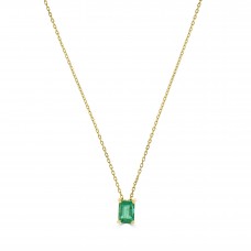 18ct Gold emerald cut Emerald Solitaire Pendant Chain