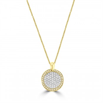 18ct Gold Pave Diamond Disc Pendant