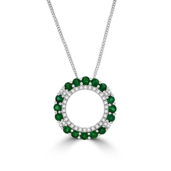 18ct White Gold Emerald and Diamond Circle of Life pendant 18ct White Gold Emerald and Diamond Circle of Life pendant