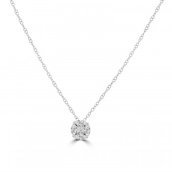 18ct White Gold Illusion Solitaire Diamond pendant chain